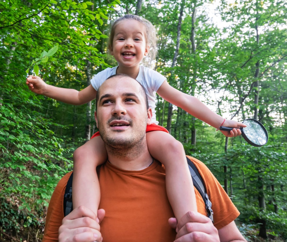 Father and daughter outside